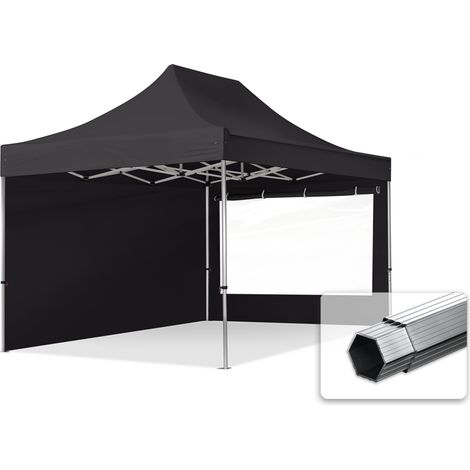 3x4.5m Pop Up Gazebo PROFESSIONAL Aluminium 40 mm, incl. Sidewalls with Panorama Windows, black High Performance Polyester approx. 400g/m²