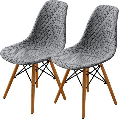 Set Esszimmerstuhlhussen für 2/4/6 Personen, moderner mittelalterlicher Stil (hellgrau, 2-teilig)