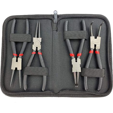 Zolginah – Lot de 4 pinces à circlips 150mm – Droites et courbées – Acier à outils avec poignées antidérapantes – Pour montage dans espaces confinés