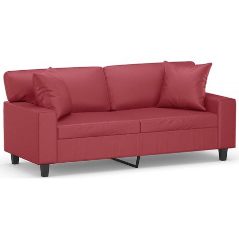 Maison Exclusive - Divano a 2 Posti con Cuscini Rosso Vino 140 cm in Similpelle (1/5)