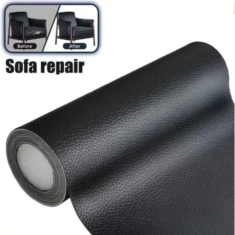 (Noir, 30x300cm) Patch en cuir PU imperméable auto-adhésif, adapté à la rénovation et à la réparation de meubles de maison. (1/5)