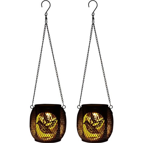 Lanterne solaire d'extérieur, lampe solaire portable 2 en 1 améliorée à suspendre, décorations de Noël, lanterne solaire étanche pour arbre, jardin, terrasse, allée, lot de 2 (1/5)