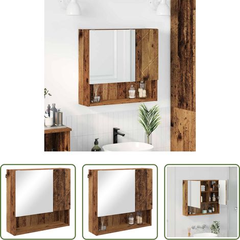 Armoire bois ancien - Armoire Miroir Bois ancien 59 x 17 x 55 cm Bois d'ingénierie (1/5)