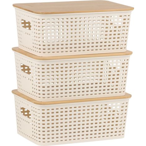 Lot de 3 boîtes de Rangement avec Couvercle, Plastique (1/5)