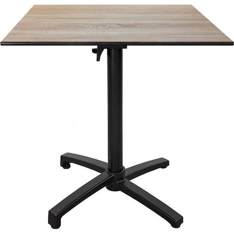 Table terrasse pliable en Compact HPL décor bois clair 70 x 70