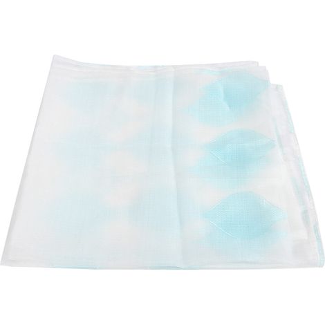Voilage fenêtre à carreaux découpés transparent pour chambre salon salle à manger, rideau en tulle bleu à motif carré, 1 pièce (1/5)