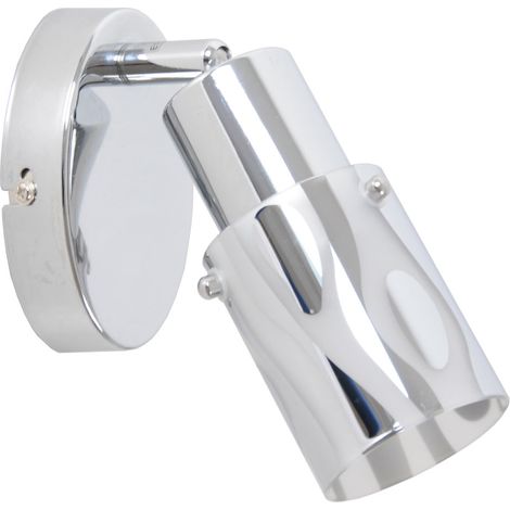 Lampada da parete faretto da parete faretto soggiorno con spot orientabile, vetro metallo satinato, 1x E14, DxH 10,5x10 cm
