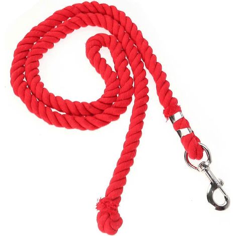 Corde tressée en coton résistant, 200 cm, rouge, pour l'entraînement des chevaux (1 lot) (1/5)
