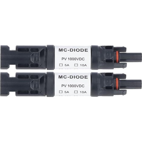 SJLERST Lot de 2 Pièces de Connecteur PV Solaire 1000 V connecteur MC4,Diode Anti-retour Intégrée IP68 étanche pour Connexion Panneau Solaire(20A) (1/5)