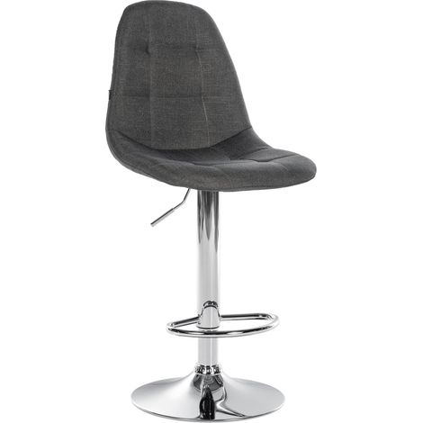 Sgabello da bar x1 con poggiapiedi sedile girevole ad altezza regolabile in tessuto grigio scuro struttura in metallo cromato 100004845