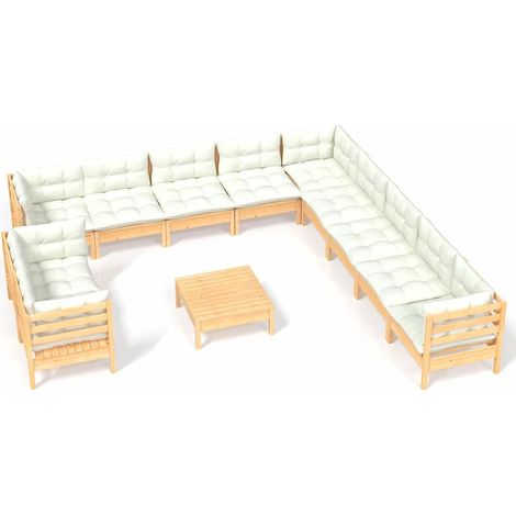Maison Exclusive - Muebles de jardín 12 piezas y cojines madera m (1/5)