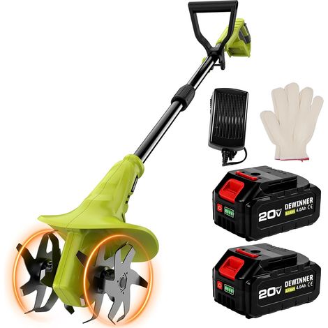20V Motobineuse Électrique avec 2 × 4.0Ah Batteries, Largeur Ø20cm, sans Fil des Gants pour Pelouse/Jardin/Travaux du Sol batteries de 4000 mAh - (1/5)