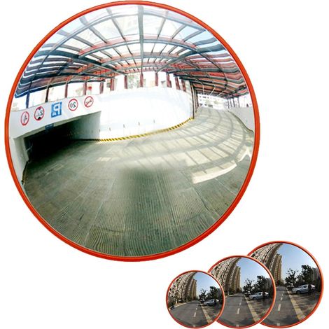 Miroir de sécurité convexe - 30 cm de diamètre - Angle mort incassable - Pour la sécurité routière, les garages, les allées, les magasins - Avec support mural - Distance de vision de 2 m (1/5)