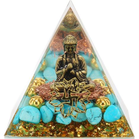 Pyramide de cristal Bouddha Design Exquis et Magnifique Ornement de Pierre de Pouvoir pour le Yoga et la Méditation (1/5)