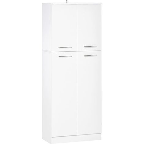 MOBILE MULTIUSO CON 2 ARMADIETTI E MENSOLE REGOLABILI 59X31X155CM BIANCO (1/5)
