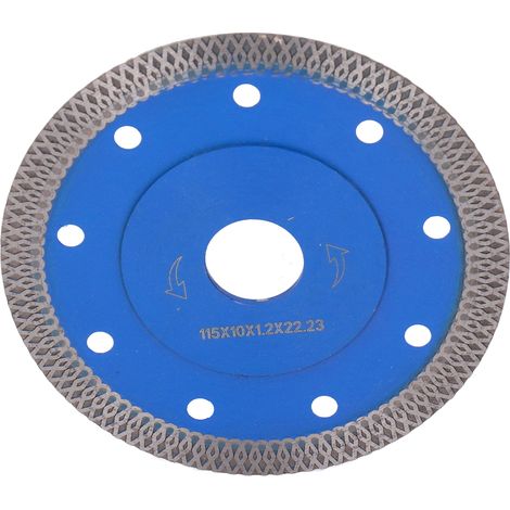 Lame de scie diamantée ultra-mince pour la coupe de porcelaine, carrelage, granit, marbre et céramique, avec rebord ondulé, diamètre net 4,5 pouces. (1/5)