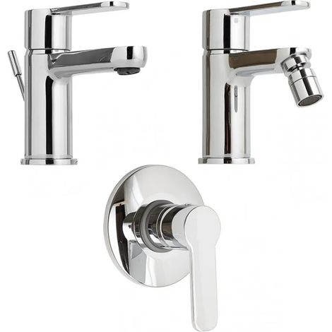 Badarmaturen-Set Aus Verchromtem Messing Für Waschtisch, Bidet Und Unterputz-Dusche  Nora (1/5)