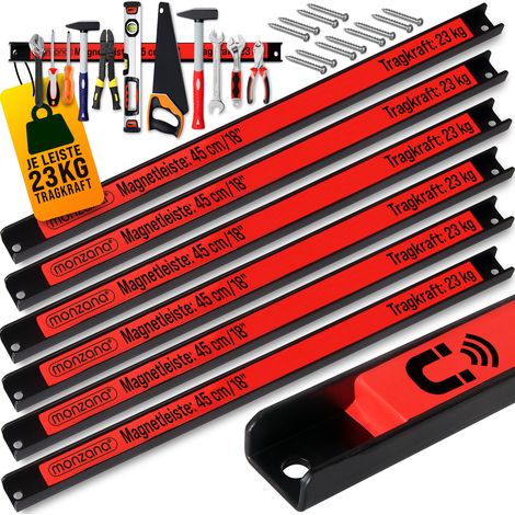 MONZANA® Magnetic Tool Holder Strip  45/60cm Magnetic Storage Strips, 23KG Load Capacity, Mountable Wall Magnets for Tool Box Screwdrivers, Spanners, Knife Organiser, Garden Tools Organisers Storage   (1/5)