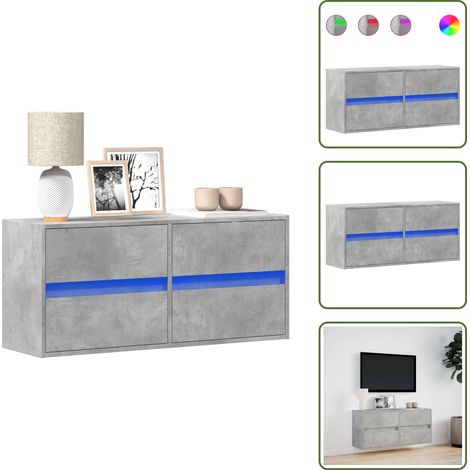 vidaXL TV-Wandschrank mit LED-Beleuchtung Betongrau 100x31x45 cm (1/5)