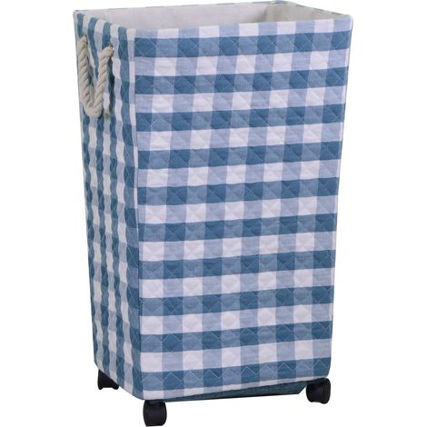 Cesto Portabiancheria in tessuto azzurro rettangolare con rotelle cm 40x30xh70 (1/2)