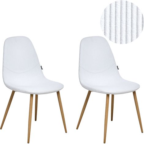Conjunto de 2 sillas de comedor asiento tapizado de pana con patas de hierro blanco Hilden (1/5)