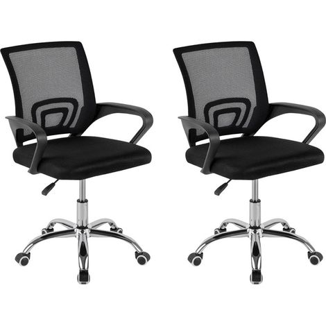 DASCK - Pack de 2 Sillas de Oficina DASCK – Sillas Ergonómicas de Malla con Altura Ajustable y Base Cromada