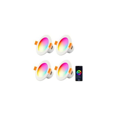 4 x Spot encastré LED WIFI, spot plafond LED WiFi 10W RGB dimmable, downlight LED encastré rond 230V pour salon, chambre, compatible avec APP, Alexa, Google home (1/5)