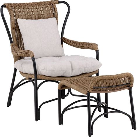 Fauteuil de Jardin "Loreto" 98cm Naturel & Noir (1/5)