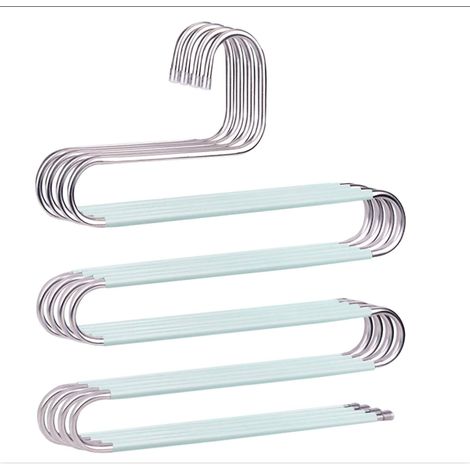 Vert Lot de 4 cintres antidérapants en Forme de S en Acier Inoxydable pour Pantalons, Jeans, écharpes à Suspendre (1/5)