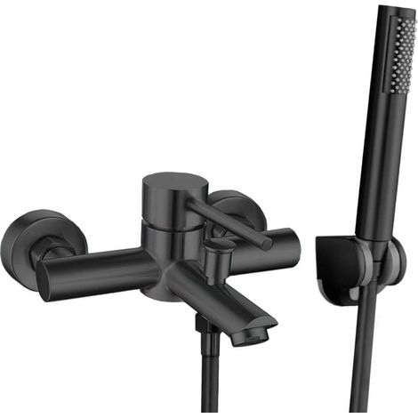 Conjunto grifo bañera con ducha monomando CHACAO negro mate (1/2)