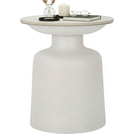 Dmora - Tavolino da salotto Rakaia, Tavolo basso da caffè, Portariviste per divano, Ripiano da soggiorno, 40x40 h47 cm, Bianco