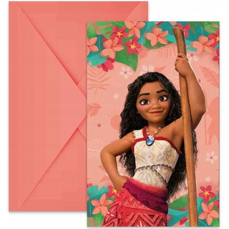 Einladungen mit Umschlägen Moana 2 Moana II Disney Party Geburtstag 6 Stück.