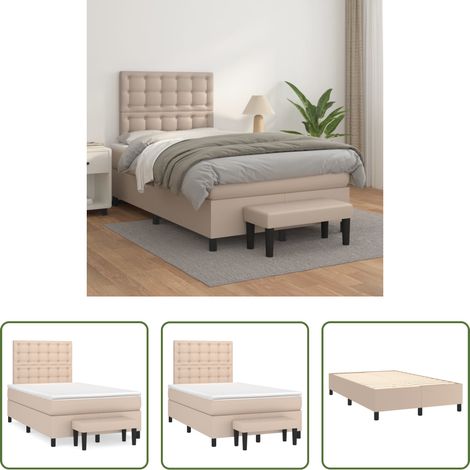 vidaXL Kunstlederbett - Boxspringbett Matratze Cappuccino-Braun 120x200cm Kunstleder (1/5)