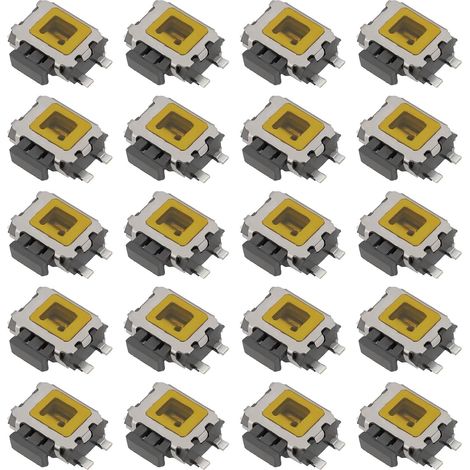 Lot de 20 interrupteurs à bouton poussoir SMT SMD 4 broches 4,7 x 3,5 x 1,6 mm SMD pour montage en surface 0,1 A/5 V (1/5)
