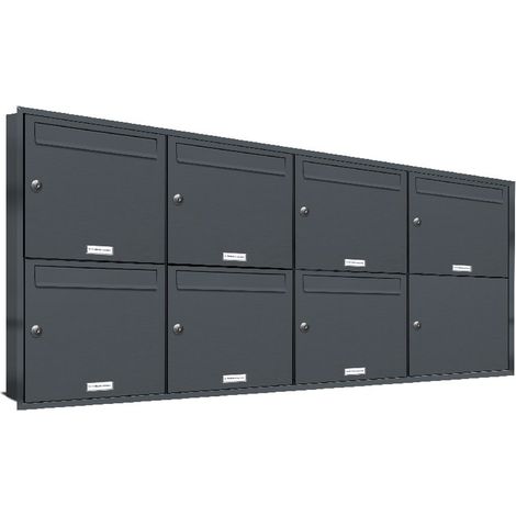 7er Briefkasten Anlage Unterputz Montage RAL 7016 Anthrazit (1/5)