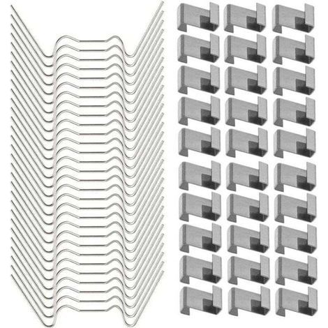 FENOPLASTICA120 Pcs Clips de fixation pour vitre de verre à effet de serre en acier inoxydable (avec 60 , XU,clips de fil W pour vitrage en serre et 60 clips de chevauchement en Z pour vitrage de serr (1/4)