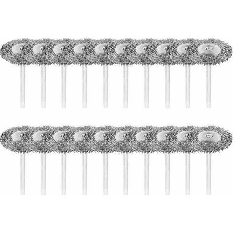 Juego de 20 cepillos de alambre con vástago de acero inoxidable de 3 mm para pulir herramientas rotativas Dremel. (1/5)