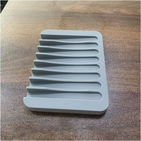 Lot de 2 porte-savon en forme de cascade pour salle de bain, cuisine, comptoir, silicone flexible, garde les barres de savon au sec, nettoyage facile (gris, 11,4 x 7,9 cm) (1/3)