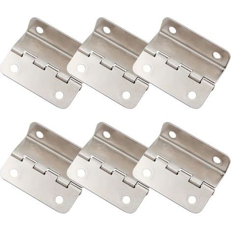 Set di 6 cerniere a mezza superficie – Cerniere per porte sfalsate – Cerniere per bauli, cerniere retrò a tre ante semi-nascoste per porte, armadi, ferramenta per mobili [Argento]