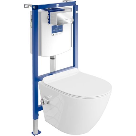 VILLEROY&BOCH WC Set mit Vorwandelement, Wand-WC und Spülknopf (1/5)