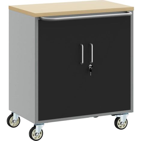 Banc de travail avec roue Noir et gris 75 x 45 x 85 cm CFW71211 (1/5)