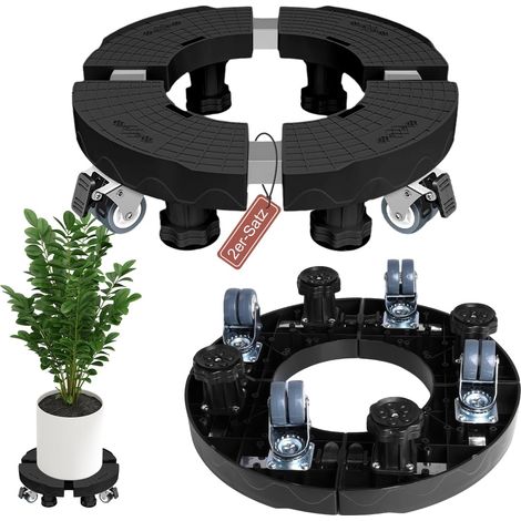 Rouleaux de Plantes Réglables 38-50 cm, Lot de 2 Plateaux Roulants Capacité de Charge 250 kg Chariot de Plantes avec Roues Pivotantes à 360° pour Grands Pots de Fleurs à l’Intérieur et à l (1/5)