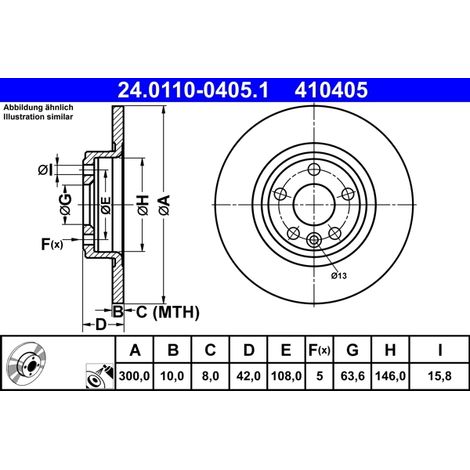 Lot de 2 Disques de frein ATE 24.0110-0405.1 JAGUAR J9C 1168 LR061388
