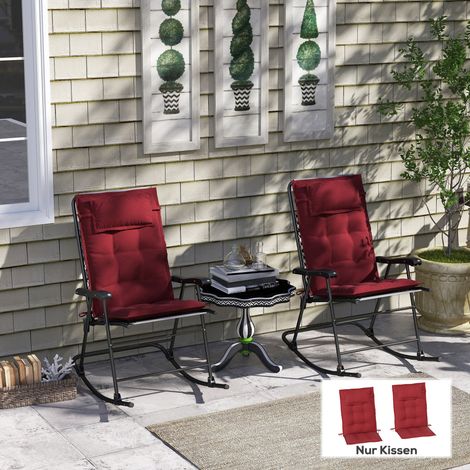 Ensemble de 2 coussins pour chaise longue coussin résistant à l’eau canon jardin 50x116x5 cm, rouge vin
