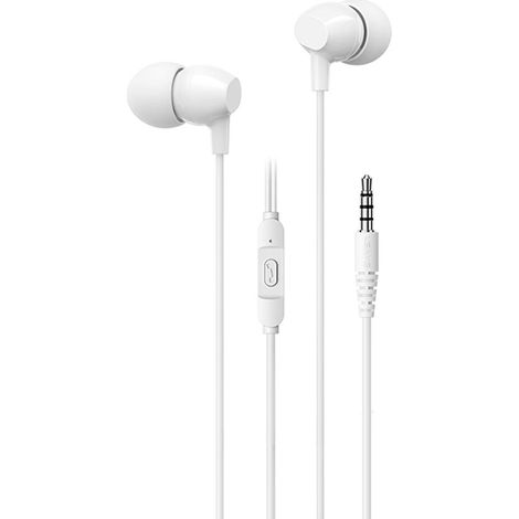 Auriculares estéreo USAMS EP-47 con micrófono, conector de 3,5 mm, color blanco. (1/5)