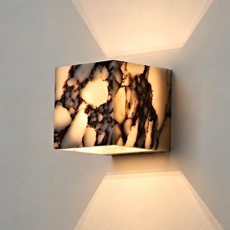 CCYKXAApplique murale en marbre, applique carrée moderne en albâtre, abat-jour en pierre naturelle, éclairage LED 6W pour miroir, chambre, escalier, couloir (1/5)