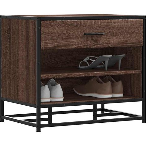 Schuhbank Braun Eichen-Optik 60x40x53,5 cm Holzwerkstoff Metall