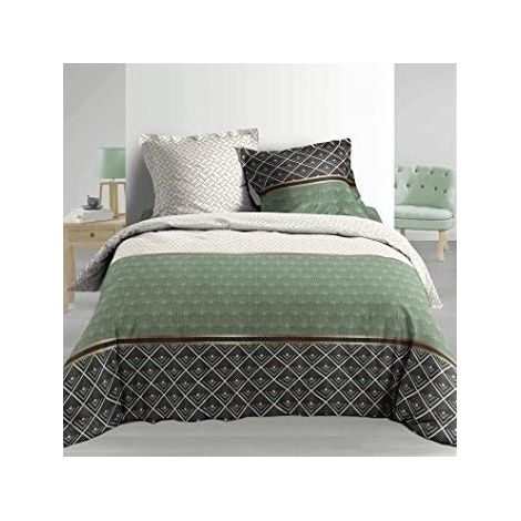 Douceur D'Intérieur – Parure de lit 3 pièces 240 x 220 cm – Percale 78 fils – Housse de couette et taies assorties – Finition boutons pression (1/10)