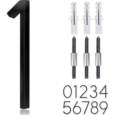 Chiffre de Maison Flottant en Acier Inoxydable 5 Pouces, Chiffres de Maison Modernes en Métal (1) Panneaux d'Extérieur, Numéro de Décoration pour Boîte aux Lettres pour l'Extérieur, avec Kit de Clous (1/5)