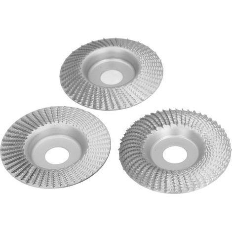 3 pièces 100mm disques de sculpture plat biseauté Arc meuleuse d'angle ensemble de roues pour le façonnage du bois meulage 22mm diamètre intérieur argent (1/5)
